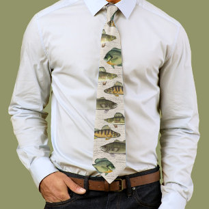 Modern Simple Wildlife Fisherman Minimal Fish Tie
