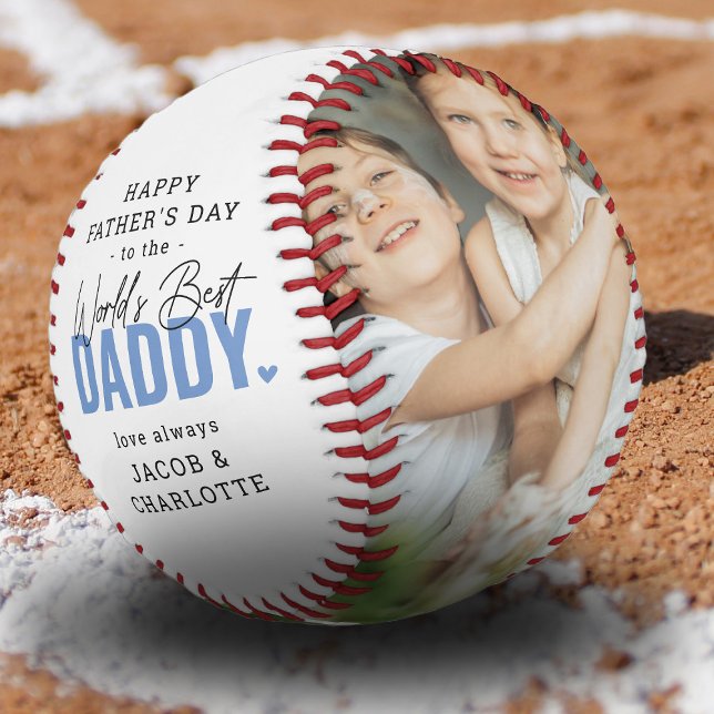 Modern Simple 'Worlds Best Daddy' Photo Keepsake Baseball (Creator Uploaded)