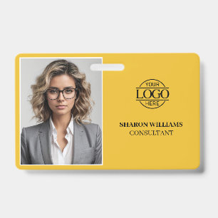 Modern Simple Yellow Company Employee Photo ID Badge