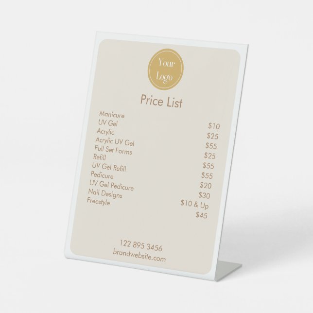 Modern Simple Yellow Cream Minimalist Price List Pedestal Sign (Front)
