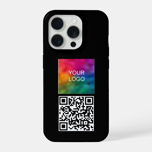 Modern Simple Your QR Code Upload Logo Template iPhone Case (Back)
