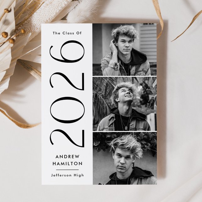 Modern Simplicity 3 Photo Class of 2023 Graduation Announcement (Creator Uploaded)
