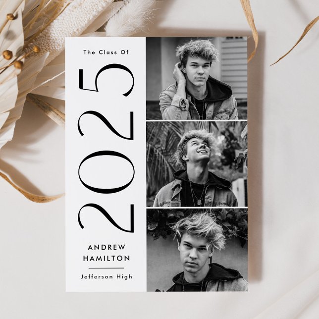 Modern Simplicity 3 Photo Class of 2023 Graduation Announcement (Creator Uploaded)