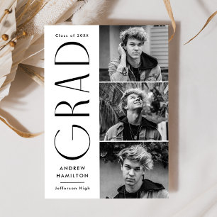 Modern Simplicity 3 Photo Collage Graduation Announcement