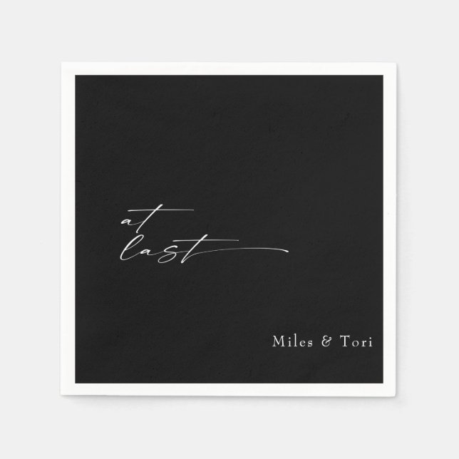 Modern Simplicity Black At Last Wedding  Napkin (Front)