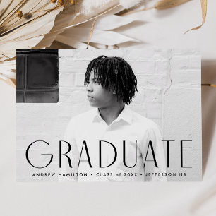 Modern Simplicity Black Photo Graduation Announcement