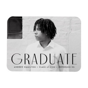 Modern Simplicity Black Photo Graduation Magnet
