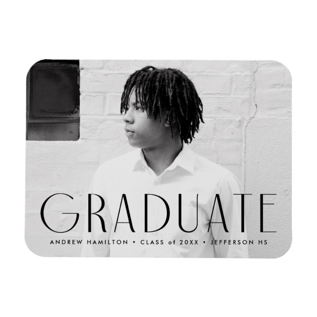 Modern Simplicity Black Photo Graduation Magnet (Horizontal)