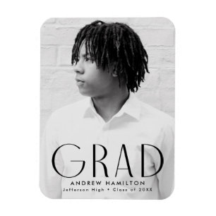 Modern Simplicity Black Photo Graduation Magnet