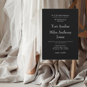 Modern Simplicity Black & White Wedding Invitation