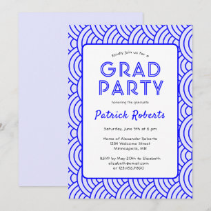 Modern Simplicity Blue Graduation Party Invitation