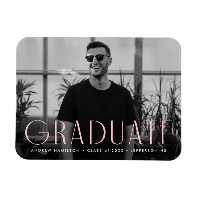 Modern Simplicity Blush Photo Graduation Magnet (Horizontal)