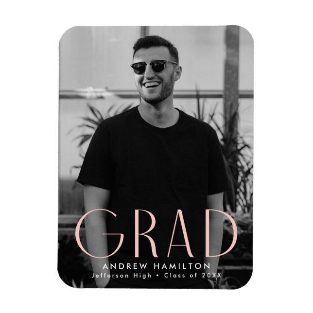 Modern Simplicity Blush Photo Graduation Magnet (Vertical)