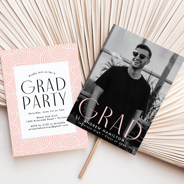 Modern Simplicity Blush Photo Graduation Party Invitation (Creator Uploaded)