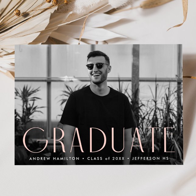 Modern Simplicity Blush Pink Photo Graduation Announcement (Creator Uploaded)