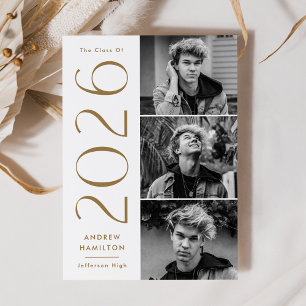 Modern Simplicity Brass 3 Photo 2025 Graduation Announcement
