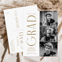 Modern Simplicity Brass 3 Photo Graduation Party