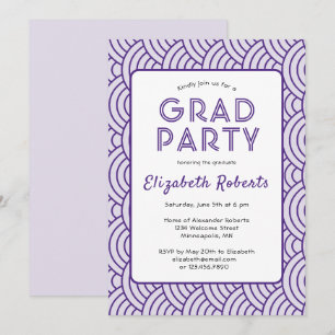 Modern Simplicity Dark Purple Graduation Party Invitation