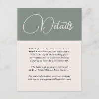 Modern Simplicity Deep Sage Green Wedding Details