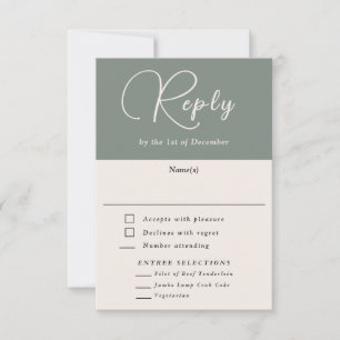Modern Simplicity Deep Sage Simple RSVP with Meals Card