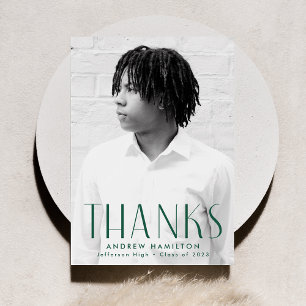 Modern Simplicity Green Photo Graduation Thank You Card