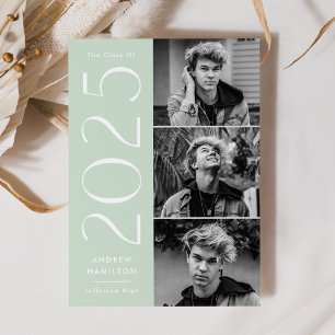 Modern Simplicity Mint 3 Photo 2022 Graduation Announcement