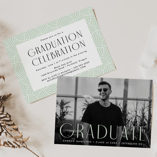 Modern Simplicity Mint Photo Graduation Party Invitation (Creator Uploaded)