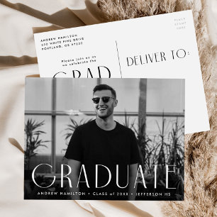 Modern Simplicity Photo Graduation Party Invitation Postcard