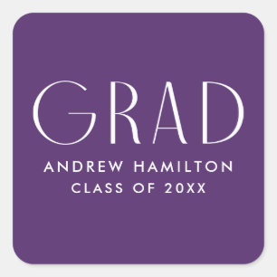 Modern Simplicity Purple Graduation Square Sticker