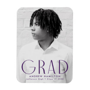 Modern Simplicity Purple Photo Graduation Magnet