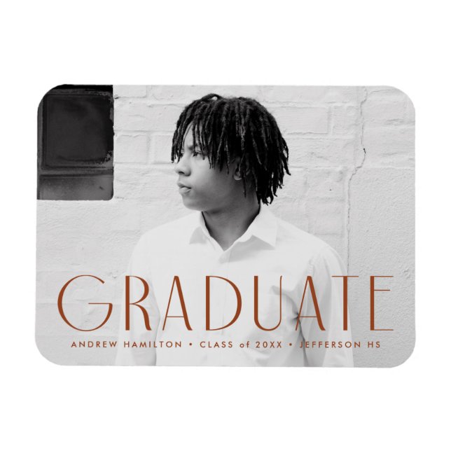 Modern Simplicity Rust Photo Graduation Magnet (Horizontal)