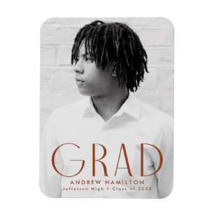 Modern Simplicity Rust Photo Graduation Magnet