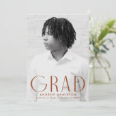 Modern Simplicity Rust Photo Graduation Party Invitation (Standing Front)