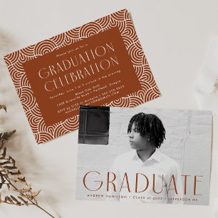 Modern Simplicity Rust Photo Graduation Party Invitation