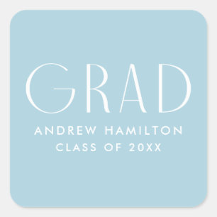 Modern Simplicity Sky Blue Graduation Square Sticker
