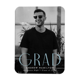 Modern Simplicity Sky Blue Photo Graduation Magnet