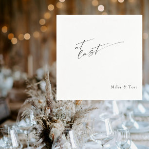 Modern Simplicity White At Last Wedding  Napkin