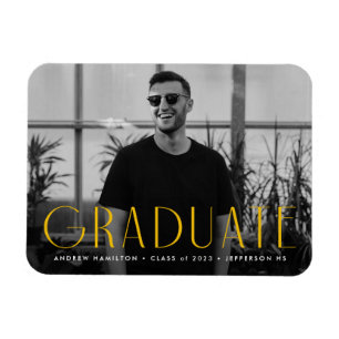 Modern Simplicity Yellow Photo Graduation Magnet