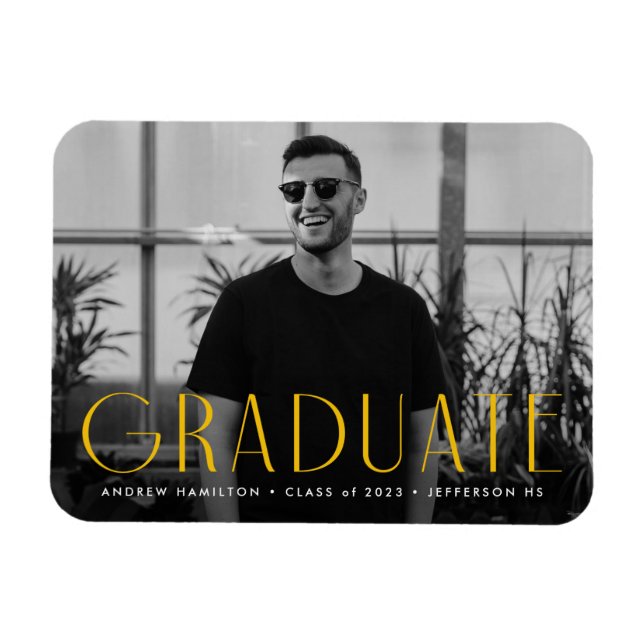 Modern Simplicity Yellow Photo Graduation Magnet (Horizontal)