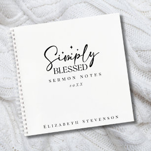 Modern Simply Blessed Black & White Sermon Notes  Notebook