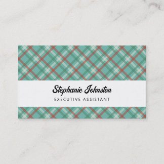 Modern Simply Chic Green Red Plaid Personal Calling Card