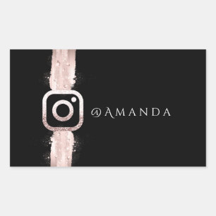 Modern Simply  Makeup Pink Spark Instagra Black Rectangular Sticker