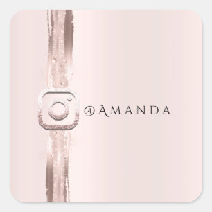 Modern Simply Rose Pink Square Instagra Logo Square Sticker
