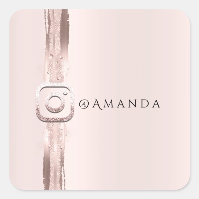 Modern Simply Rose Pink Square Instagra Logo Sticker (Front)