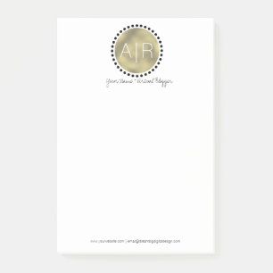 Modern Simulated Foil Monogram Circle Initial Post-it Notes