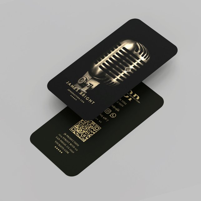 Modern Singer Musician Record Studio Gold Mic Business Card (Modern Singer Musician Record Studio Gold Mic Business Card
)