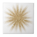 Modern Single Gold Starburst Tile<br><div class="desc">Modern design features a single gilttery gold starburst on a white background. Simple, clean modern design. Create your own custom tile by uploading a new image, or use the "message" button to contact the designer for help. To create your own design: 1. Select personalise this template. 2. Replace image 1....</div>