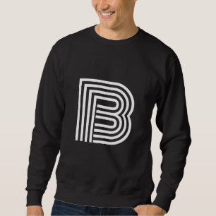 Modern Single Letter Initial Monogram Black Swea Sweatshirt