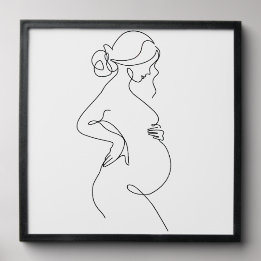 Modern Single Line Art Pregnancy Keepsake Tile