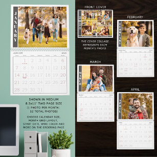 Modern Single Photo Per Month and Collage on Cover Calendar